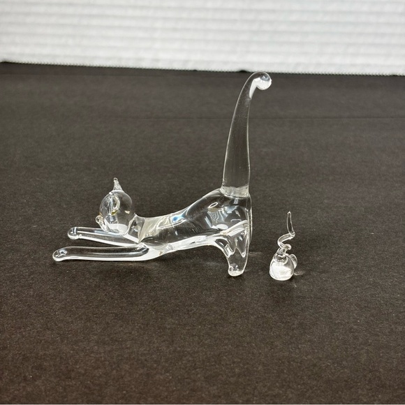 (2) Art Glass Cat And Mouse Figurines - Picture 4 of 13